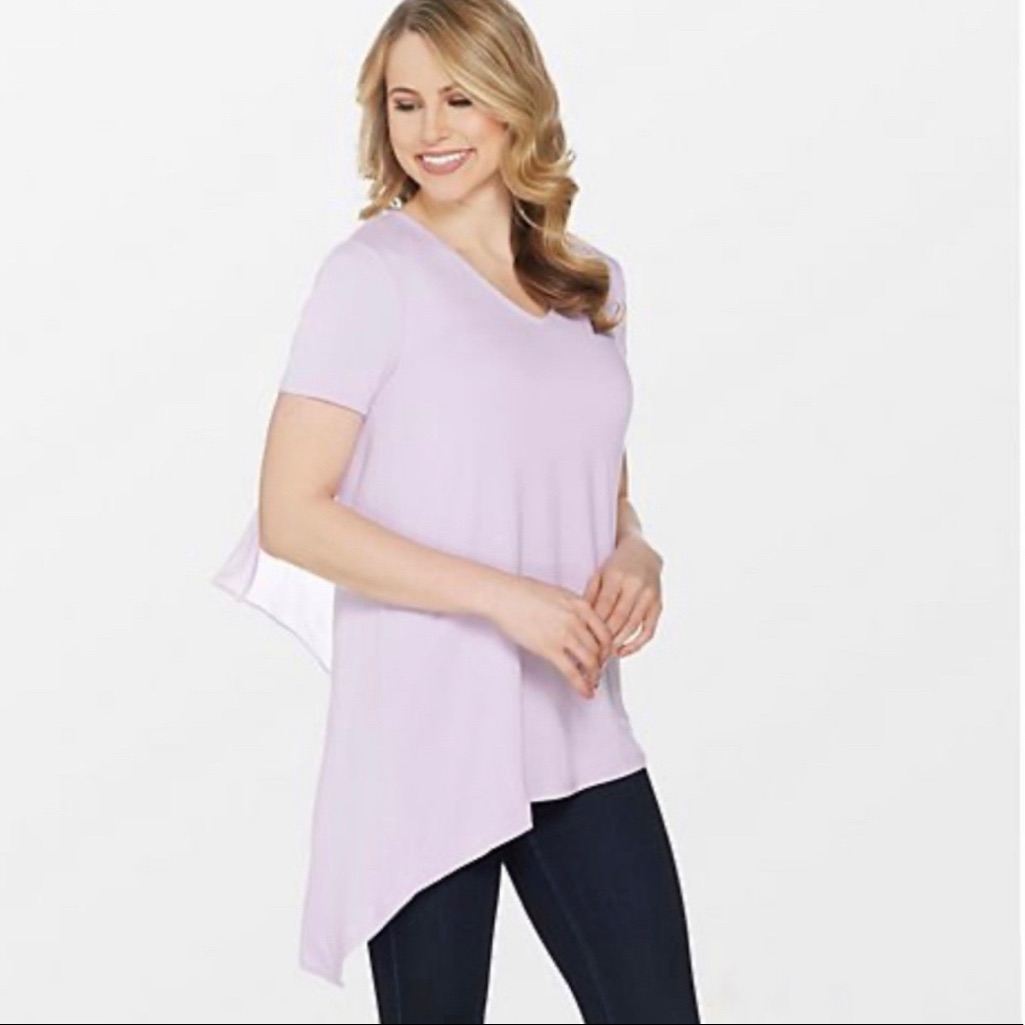 Lisa Rinna V-Neck Top W/Chiffon Back Detail Sz 3x